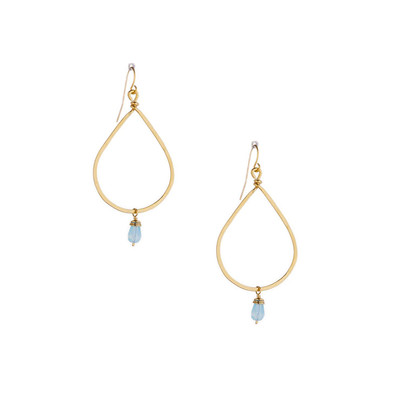 Hammered Gold Plated Beaded Wire Wrapped Teardrop Earrings / GAE G B133-10