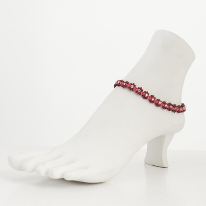 Handmade flower beaded gypsy beach anklet with Czech beads / WFA B1-12