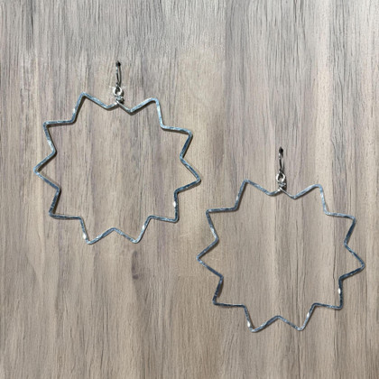 Hammered  Boho, Bohemian, Geometric Minimalist Silver Rectangle Seed Bead Bohemian Earrings / GAE S B741-1