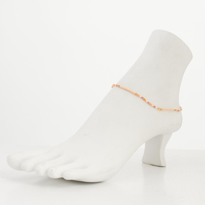 Dainty boho gypsy beach anklet with Czech seed beads, bugle beads, handmade / SWA G B1-1