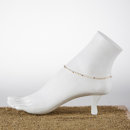 Dainty boho gypsy beach anklet with Czech seed beads, bugle beads, handmade / SWA G B1-7