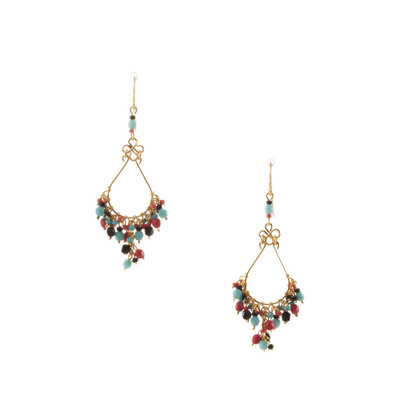 Handmade Bohemian Beaded Gold Plated Chandelier Earrings / CAE G B2-M34