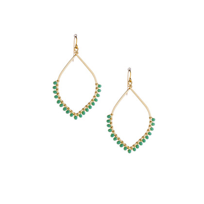 Hammered Gold, Beaded, Wire Wrapped Gypsy Boho Earrings, Handmade / GAE G B418-1