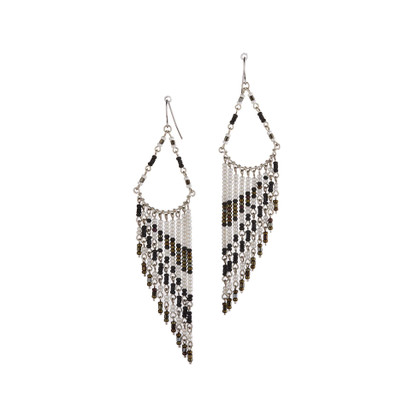 Handmade American South earrings, Czech glass bead festival tribal bohemian beaded earrings / KPE B9-55