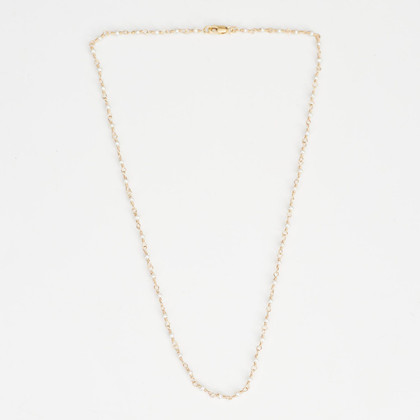 Silver Round Pink Pearl Gemstone Necklace / SSN S B2-1
