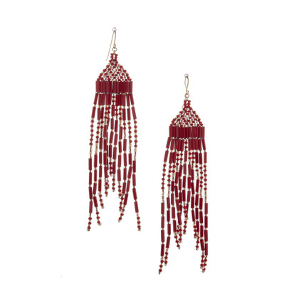 Handmade American South earrings, Czech glass bead festival tribal bohemian beaded earrings / KPE B255-M62