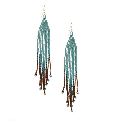 Handmade Southwest boho beaded earrings, Czech glass bead festival tribal bohemian beaded earrings / KPE B224-M61