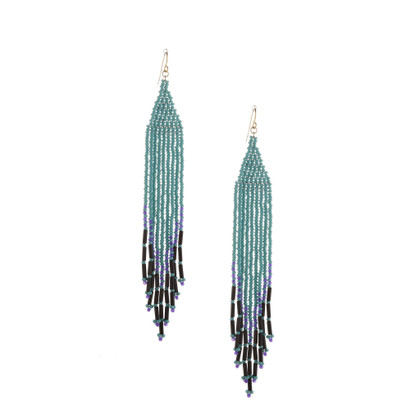 Handmade Southwest boho beaded earrings, Czech glass bead festival tribal bohemian beaded earrings / KPE B224-M69