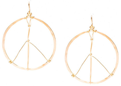 (Large) Hammered Geometric Minimalist Gold Peace Sign Earrings, Handmade / GAE G B6-5