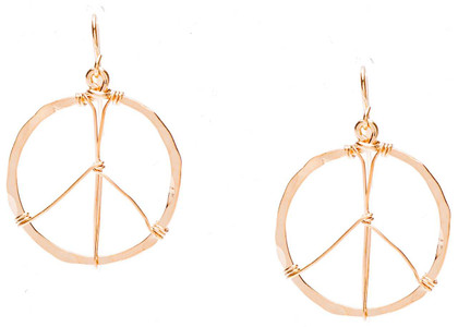 (Small) Hammered Geometric Minimalist Gold Peace Sign Earrings, Handmade / GAE G B6-3