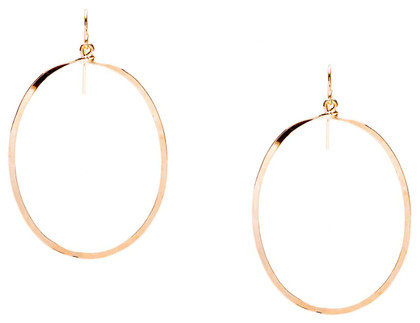 (Small) Hammered Geometric Minimalist Gold Oval Hoop Earrings, Handmade / GAE G B3-1