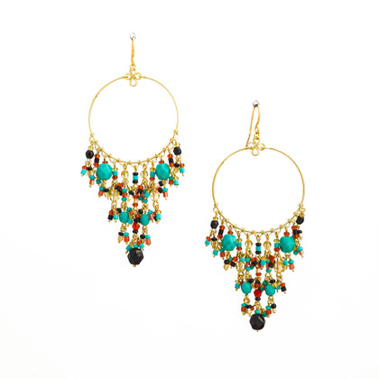 Handmade Bohemian Beaded Gold Plated Chandelier Earrings / CAE G B30-M13 Handmade Bohemian Beaded Gold Plated Chandelier Earrings / CAE G B30-M13