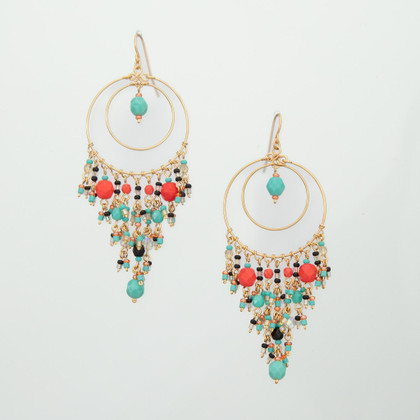 Handmade Bohemian Beaded Gold Plated Chandelier Earrings / CAE G B31-M34 Handmade Bohemian Beaded Gold Plated Chandelier Earrings / CAE G B31-M34