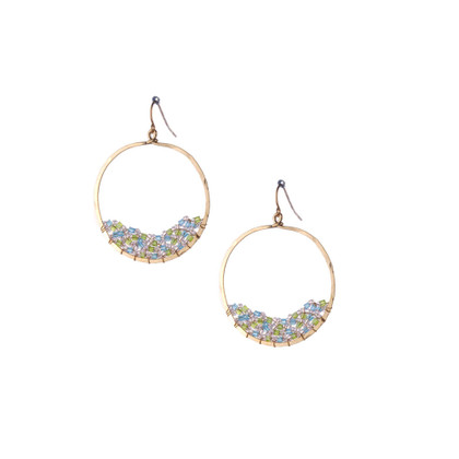 Golden Age hammered hoop earrings with fire polished crystals / GAE G B158-M10