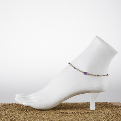 Dainty boho gypsy beach anklet with Czech seed beads, bugle beads, handmade / HCA B24-1 Dainty boho gypsy beach anklet with Czech seed beads, bugle beads, handmade / HCA B24-1