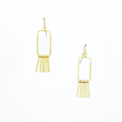 Hammered, Bohemian, Gold-plated, Beaded, Wire Wrapped Gypsy Boho Earrings, Handmade / GAE G B19-1