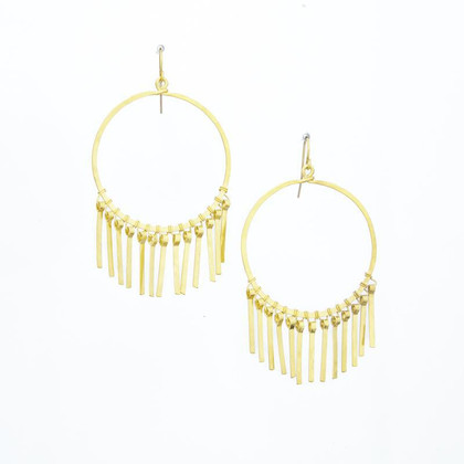 Golden Age hammered hoop earrings with fire polished crystals / GAE G B154-3