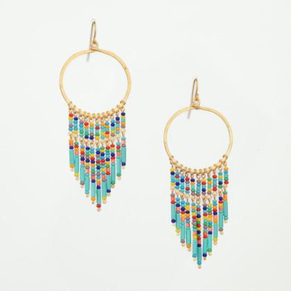 Hammered  Boho, Bohemian, Geometric Gold Plated Bohemian Earrings / GAE G B232-M169