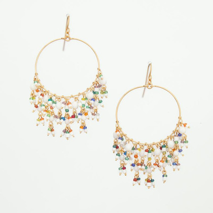 Handmade Bohemian Beaded Gold Plated Chandelier Earrings / CAE G B29-M123 Handmade Bohemian Beaded Gold Plated Chandelier Earrings / CAE G B29-M123