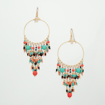 Handmade Bohemian Beaded Gold Plated Chandelier Earrings / CAE G B30-M34 Handmade Bohemian Beaded Gold Plated Chandelier Earrings / CAE G B30-M34