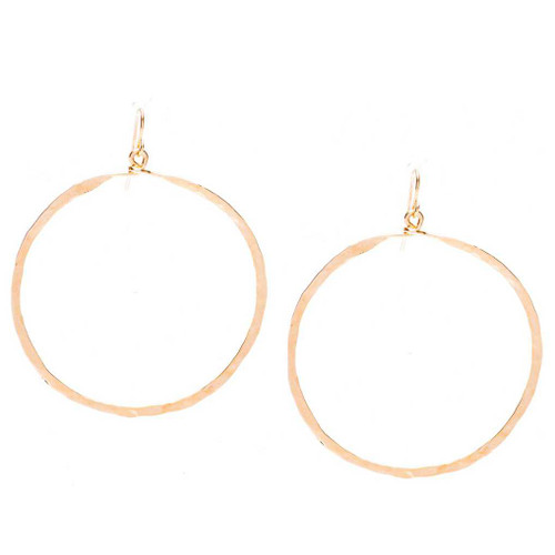 (Large) Hammered Geometric Minimalist Gold Hoop Earrings, Handmade / GAE G B8-6