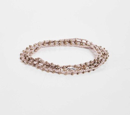 Dainty Boho Crochet Czech Seed Bead Silk Thread Necklace / Wrap Bracelet in Golden / GS102-68