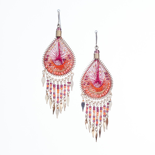 Handmade Boho Beaded  Silk Thread Bohemian Mermaid Earrings / MRE B9-7FHA