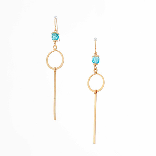 Hammered Boho, Bohemian, Geometric Minimalist Gold Bohemian Earrings / GAE G B118-83