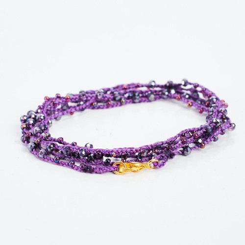 Braided Celestial Crystal Beads Bohemian Necklace  / CG275-7