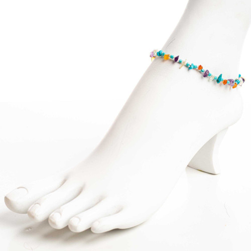 Dainty boho gypsy beach anklet with Czech seed beads, bugle beads, handmade / HCA B5-1