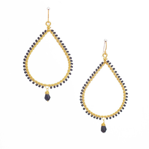 Hammered Boho, Bohemian, Geometric gold plated turquoise crystal Bohemian Earrings / GAE G B289-14