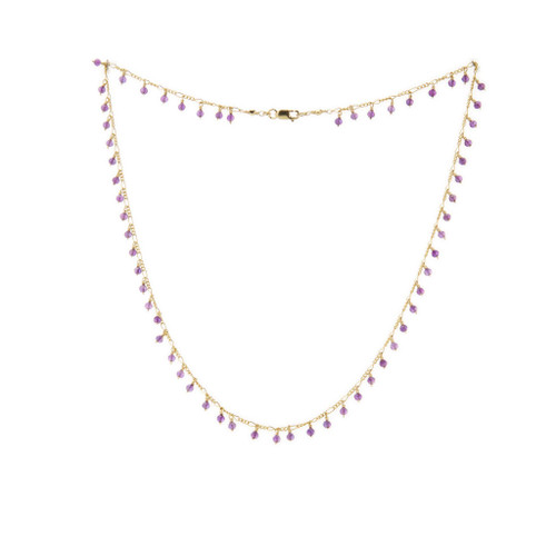 Gold-filled Dangling Amethyst Gemstone Necklace / DJN G B23-8