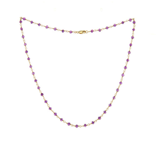 Gold-filled Faceted Rondelle Amethyst Gemstone Necklace / DJN G B10-8