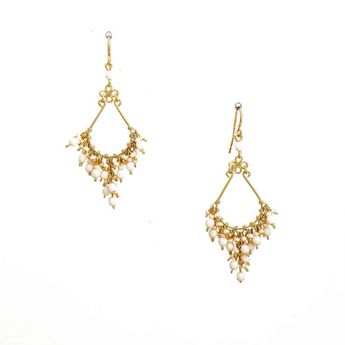 Handmade Bohemian Beaded Gold Plated Chandelier Earrings / CAE G B2-D24
