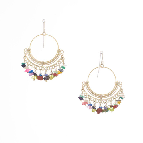 Dainty boho gypsy earrings with semi precious stones, Czech seed beads, bugle beads, handmade / MPE B34-54