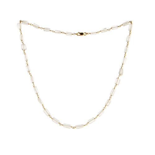 Gold-filled Faceted Rectangular Quartz Crystal Gemstone Necklace / DJN G B28-14