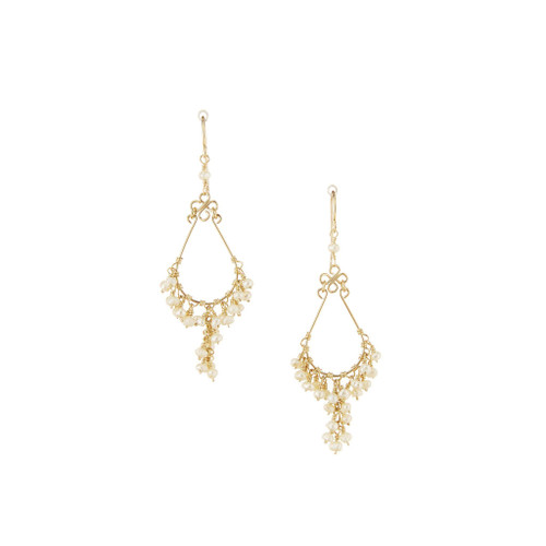 Gold-filled White Round Pearl Earrings / SSE G B119-1