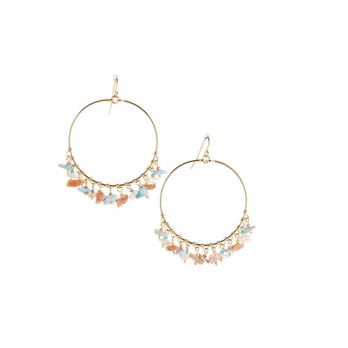 Handmade Bohemian Beaded Gold Plated Chandelier Earrings / CLE G B243-M1