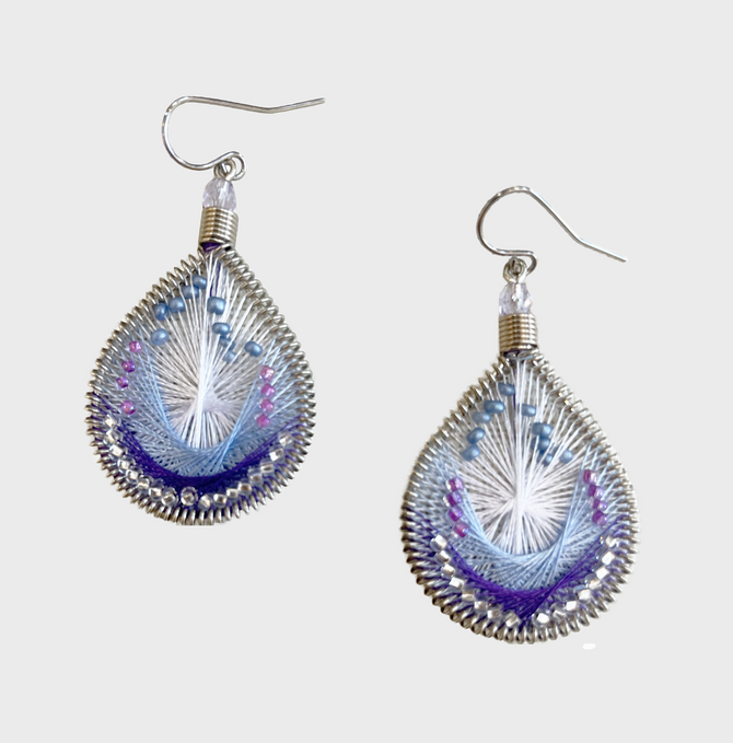 Handmade Boho Beaded  Silk Thread  Bohemian Mermaid Earrings  / MRE B2-1AMY