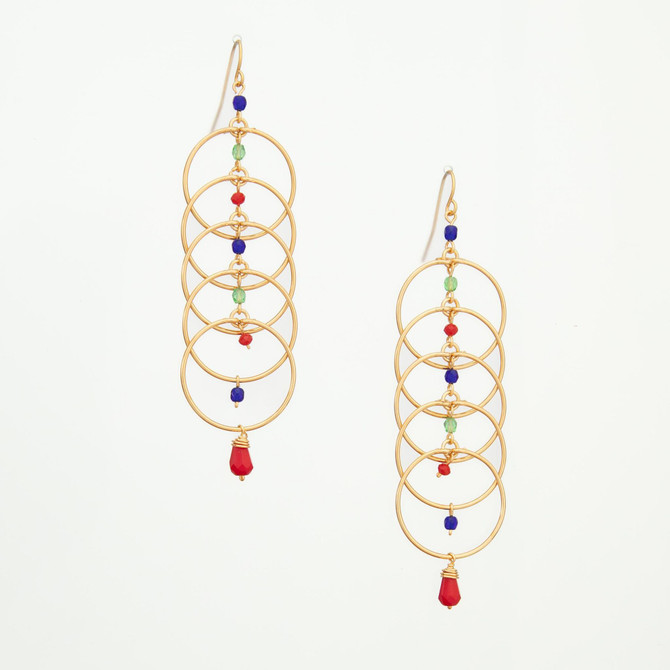 Handmade Bohemian Beaded Gold Plated Cleopatra Earrings / CLE G B114-M132