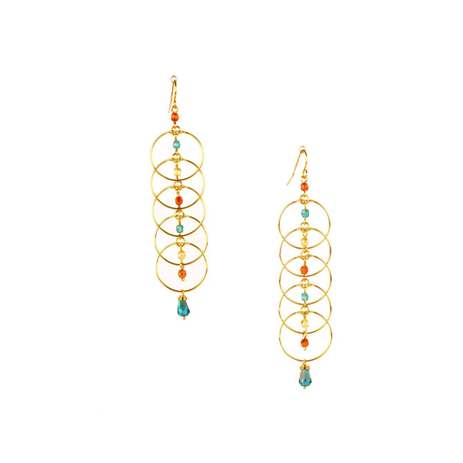 Handmade Bohemian Beaded Gold Plated Cleopatra Earrings / CLE G B114-M135