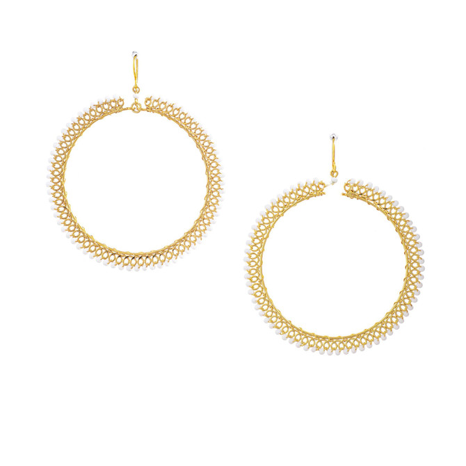 Handmade Bohemian Beaded Gold Plated Cleopatra Earrings / CLE G B49-3