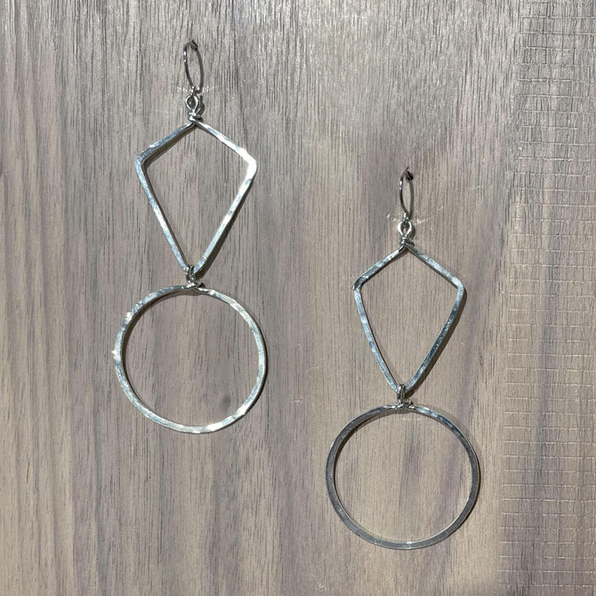 Hammered Geometric Minimalist Gold Plated Earrings, Handmade / GAE S B92-2