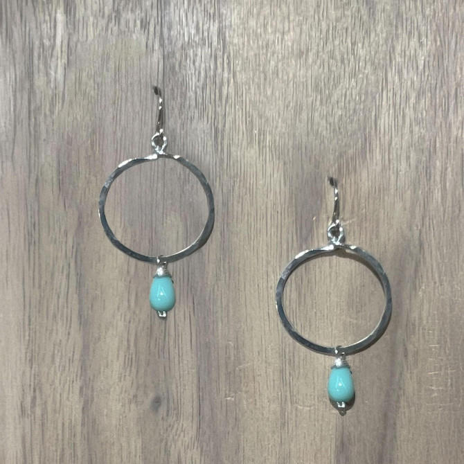 Hammered Silver-Plated Hoop Earrings, Handmade / GAE S B101-1