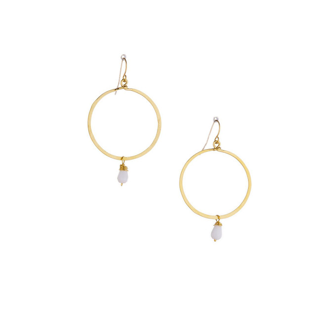 Hammered, Bohemian, Gold-plated, Beaded, Wire Wrapped Gypsy Boho Earrings, Handmade / GAE G B102-3