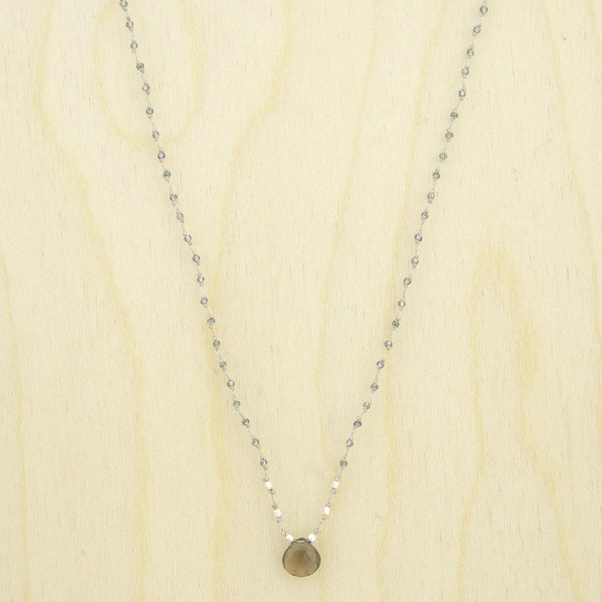 Briolette Twist Silk Thread Necklace with Moonstone/ KRN S B97-5