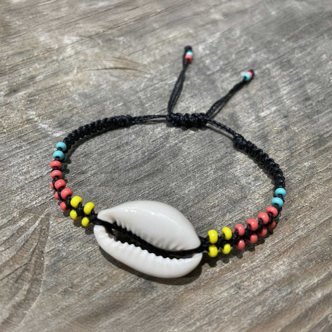 Macrame Cowrie Shell Bracelet, Handcrafted/ PSB B9-M2