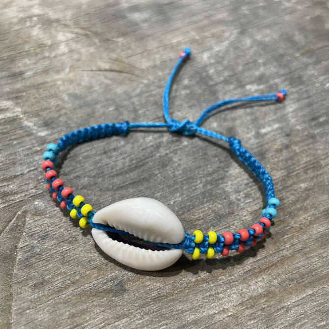 Macrame Cowrie Shell Bracelet, Handcrafted/ PSB B9-M11