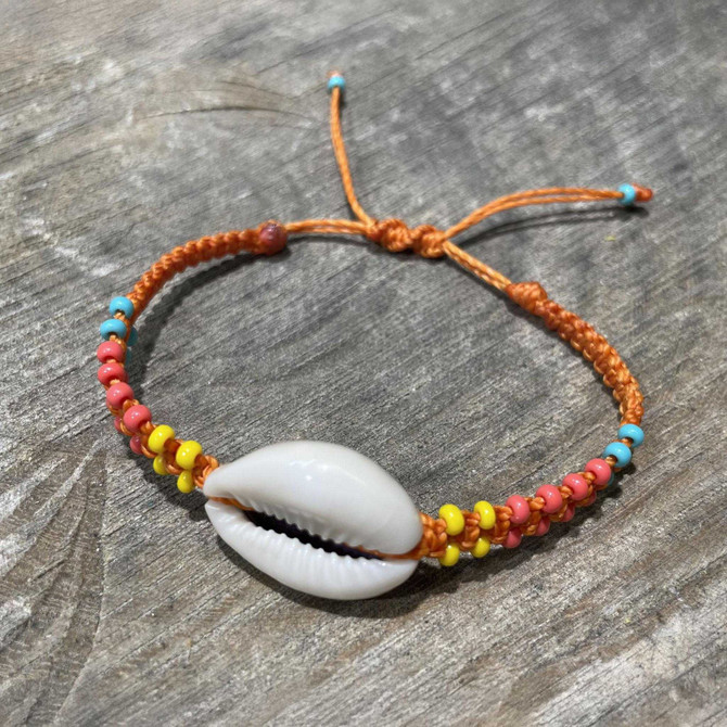 Macrame Cowrie Shell Bracelet, Handcrafted/ PSB B9-M10