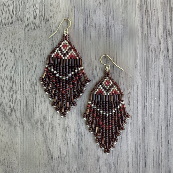 Beaded Fringe Earrings / KPE B225-M119